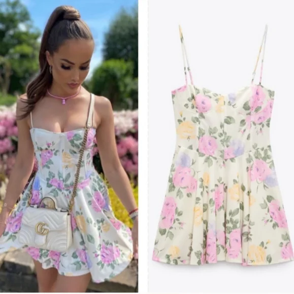 NWT ZARA *  Floral Corset Bustier Dress - Picture 2 of 12